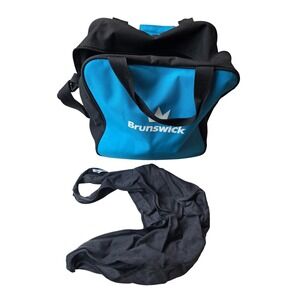 Brunswick Single Ball Bowling Bag‎ Blue Black Ebonite Ball See-Saw Polisher W1